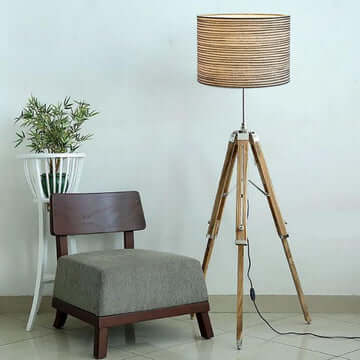 LED Teak Wood Floor Lamp